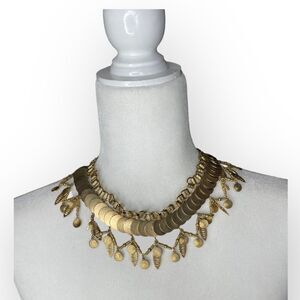Elizabeth Cole Women's Gold Fringe Collar Necklace in Golden Glow